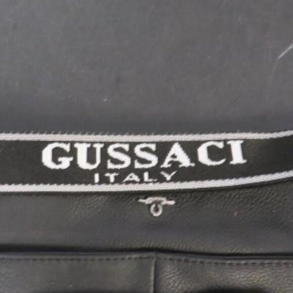 Gussaci Italy Black Pebbled Leather Crossbody – Logo Strap, Zip Pockets - Picture 9 of 9